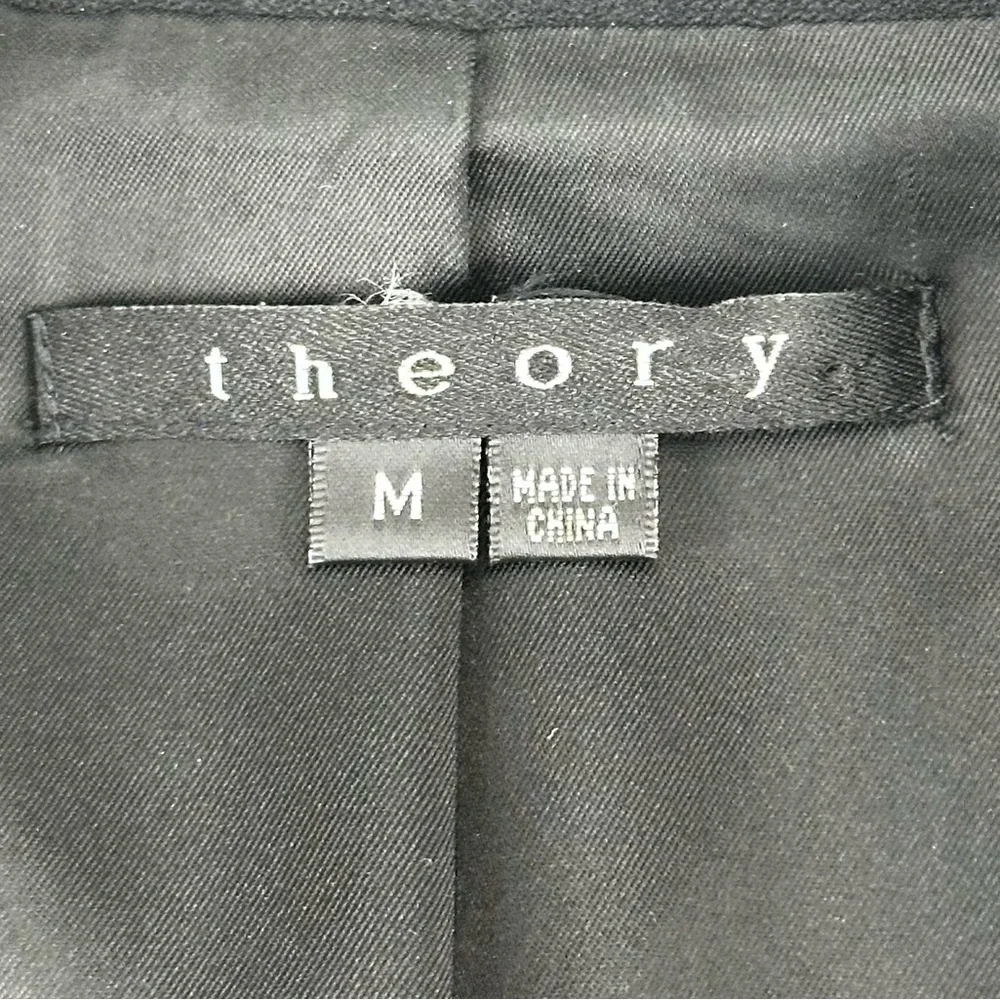 Theory Women’s High-Shine Lapel Wool Blend Blazer Size M Black EUC